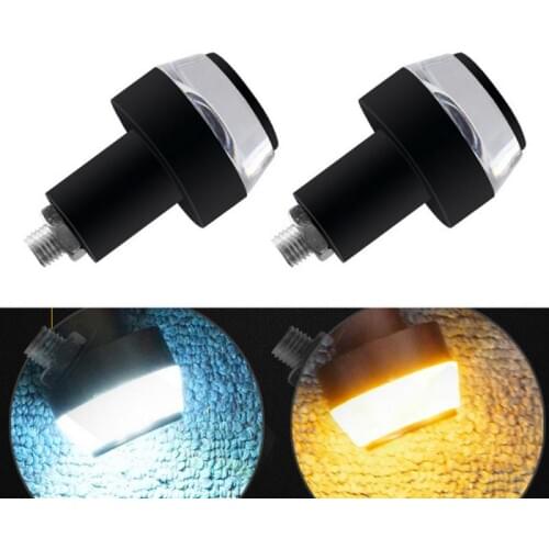 2pcs Motorcycle LED Lightings Yellow And White Double Light Modified Handlebar LED Turn Signal For Cafe Racer