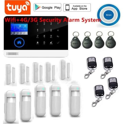 Home Alarm System Wifi 4G Alarm Intercom Remote Control Autodial 433MHz Detectors IOS Android Tuya APP Control Touch Keyboard