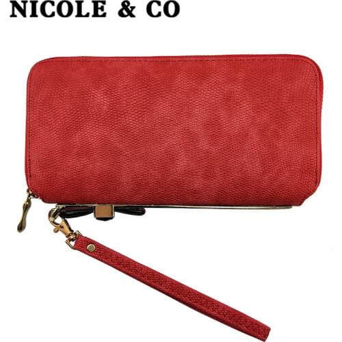 NICOLE & CO 2021 New Women PU Coin Purse Card Package Female Fashion Long Wallet Change Purse For Girls Original Coin Clutch Bag