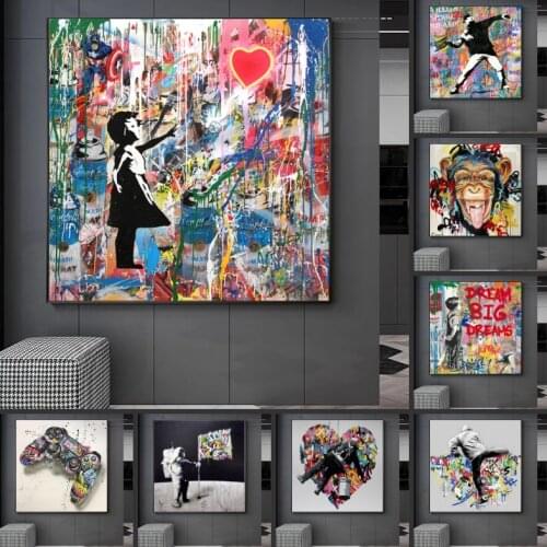 Street Graffiti Art Banksy Art Pop Art Canvas Painting Cuadros Posters Wall Art for Living Room Home Decor (No Frame)