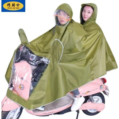 Universal Adults Raincoat Double Electric Motorcycle Poncho Thick Canvas Mask Waterproof Battery Car Poncho Rain Coat Rainwear
