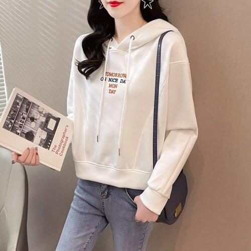 Hooded Hoodie Female Loose Korean Style Spring Clothes 2021 nian New Design Sense Little Short Versatile Pullover Top