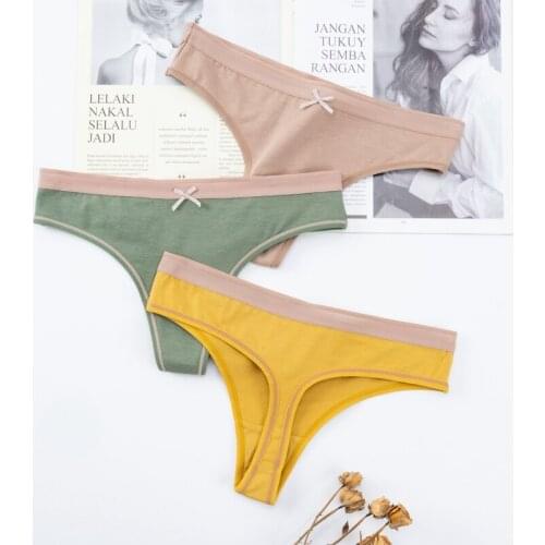 Womens Underpants Sexy Lingerie Cotton G-String Comfortable T back Low-Rise Underwear Female Breathable Thong Intimate Tanga