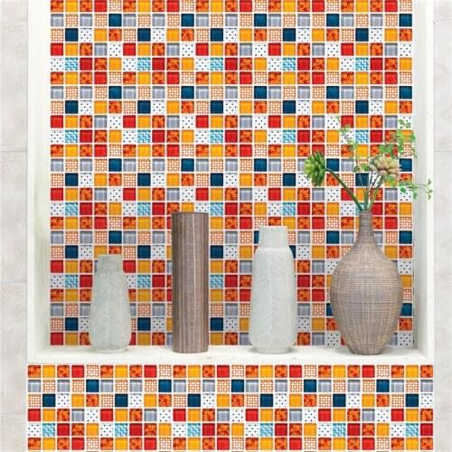 10 Pcs/set Creative Mosaic Wall Tile Sticker Self Adhesive Waterproof PVC Art Mural Kitchen Furniture Decor Sticker Wall Decals