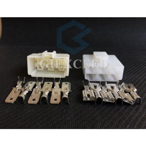 2 Sets 6 Pin 6.3 Series Female Male Connector Wiring Socket With Pins
