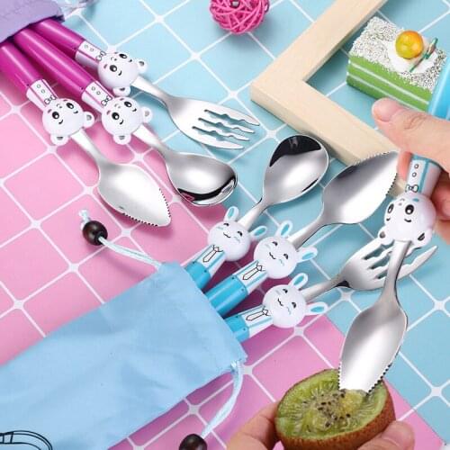 3 Pcs Baby Gadgets Tableware Children Utensil Stainless Steel Toddler Dinnerware Scraping fruit puree spoon Infant Food Feeding