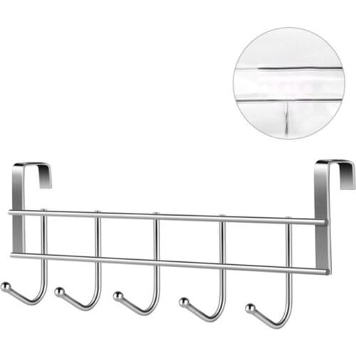 5 Hooks Over The Door Hooks Home Bathroom Organizer Rack Clothes Towel Hanger Kitchen Punch-free Cabinets Storage Rack