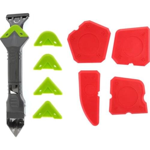 5 In 1 Silicone Remover Caulk Finisher Sealant Smooth Scraper Internal Corner Squeegee Replacement Pad Rubber Shovel Tool Kit