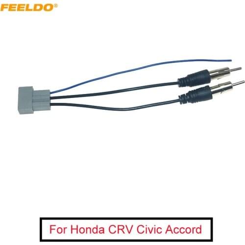 FEELDO 10Pcs Car 2PIN Female to ISO Male Double Plugs Radio Antenna Adapter For Honda CRV Civic Accord Radio Wire Cable