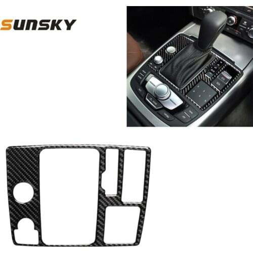 Car One-button Start Panel Strip Carbon Fiber Decorative Sticker for Audi A6 S6 C7 A7 S7 4G8 2012-2018