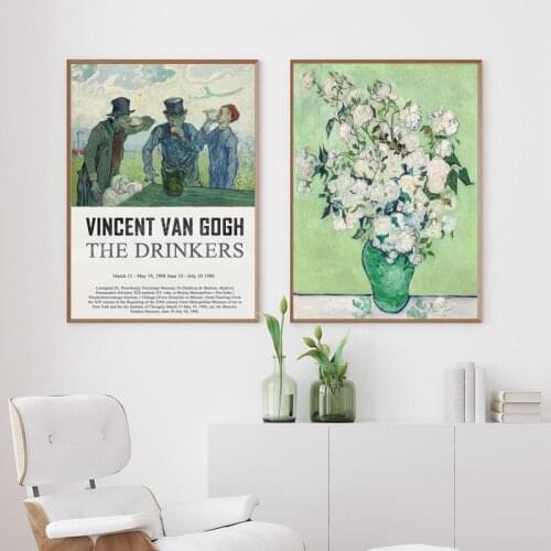 White Roses Botanical Painting Canvas Prints Artwork The Drinkers Exhibition Poster Gallery Wall Art Decor