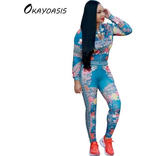 OKAYOASIS Free Shipping Casual Tracksuit Women 2 Pieces Set Outtwear Sweatsuit Zipper Tracksuit Long Sleeve Coat + Pants