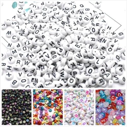 Loose Spacer 4*7MM 100pcs Acrylic Letter Beads For Jewelry Making Round Beads DIY Letter Bead Charms Bracelet Ear Accessories