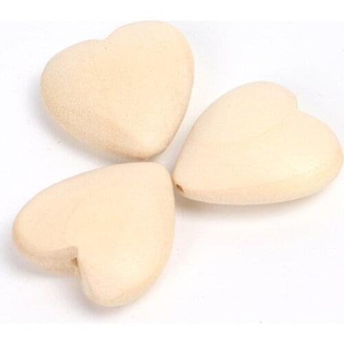 Julie Wang 10PCS 20/25mm Unfinished Wooden Heart Beads Natural Wood Spacer Bead For Necklace Bracelet Jewelry Making Accessory