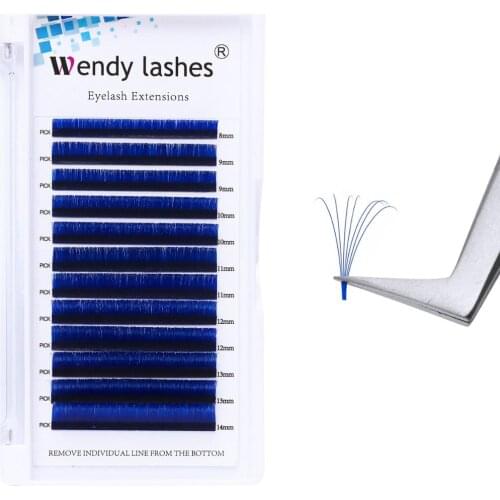 Coloured Eyalash Extension Easy Fan 8-14mm Mix Lenth False Eyelash Faux Mink Blooming Lashes Green/Purple/Red/Blue Lash Supplies