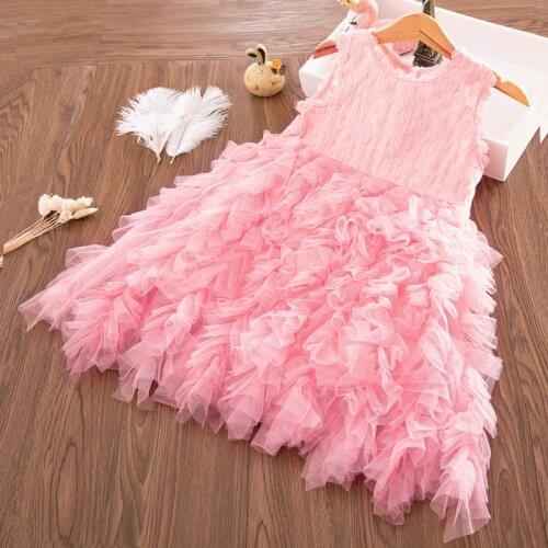 Kid Princess Dress Wedding Children Bridemaid Mesh Gown Pageant Birthday Party Tutu Vestidos Little Girls Summer Costume