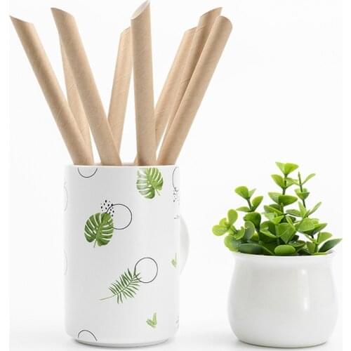Eco Friendly Vintage Wedding Party Bubble Tea White Kraft Paper Boba Drinking Straws