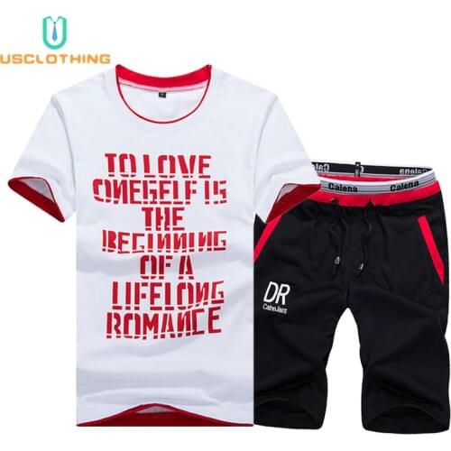 2Pcs New Mens T Shirt Sets Casual Tshirt +Shorts Sportswear tshirts Mens Man Sets Beach Sweatshirt Men Brand T Shirt Men Set