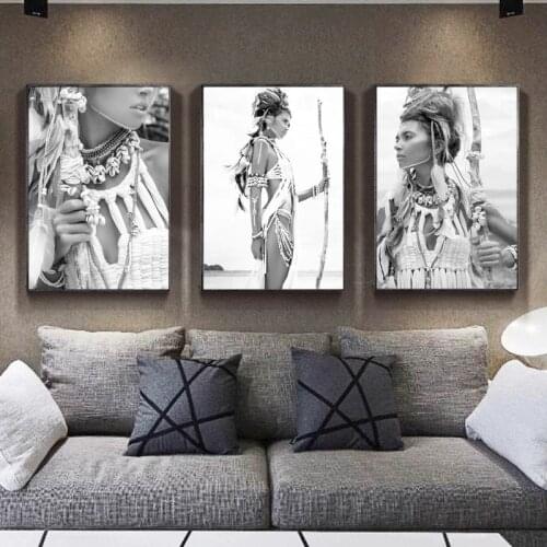 Indian Woman Canvas Painting Figure Prints and Posters Cuadros Nordic Wall Art Pictures for Living Room Home Decoration Unframed