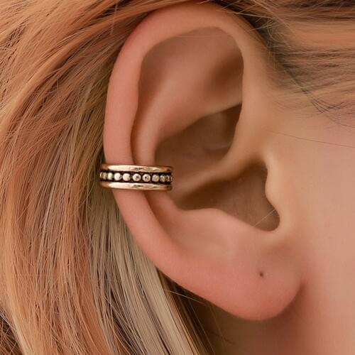 KaiMin Trendy Clip on Earrings Earcuffs for Women Gold C Shaped Stackable CZ Ear Cuff No Pierced Party Wedding Jewelry Wholesale