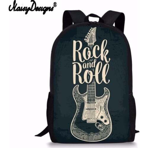 NOISYDESIGNS Male Backpack Rock and Roll Music Design Printing For Boys Girls 3D School Supplies Women Bags Men Laptop Rucksack