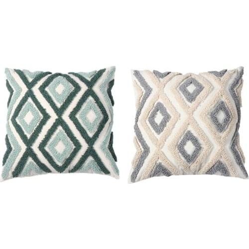 Geometric Rhombus Embroidery Pillowcase Cushion Pillow Cover Handmade Throw Pillow Covers Home Decor Backrest Cushion N0PA