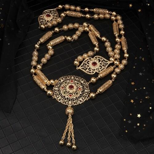 The latest popular Golden National Brand Design of Brides Necklace for Womens Wedding Chest decoration