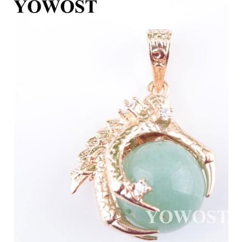 Wholesale 5Pcs/Lot Aventurine Stone Pendants Dragon Claw Charm Round Ball Bead Crystal Reiki Chakra Jewelry QN3101