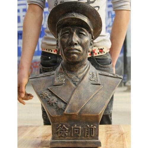 Wholesale factory 20" Old China Bronze famous marshal militarist Xu Xiang Qian Head Bust Statue 25% off