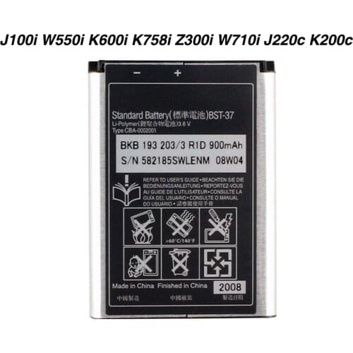 Original BST-37 Battery For Sony Ericsson J100i W550i K600i K758i Z300i W710i J220c K200c 900mAh