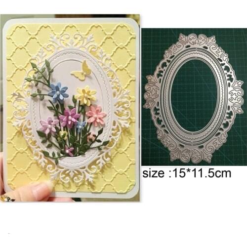 Oval Lace Background frame Metal Cutting Dies Stencil Scrapbooking Photo Album Card Paper Embossing Craft DIY Dies Cut