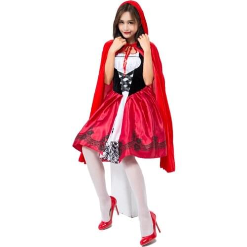 Little Red Riding Hood Cloak Fairy Tale Girl Halloween Cosplay Costume Lively Winter Red Dress Japanese Party Vampire Costume