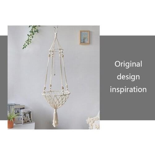 Woven Macrame Hanging Fruit Basket Tassel Cat Sleep Hammock Swing Plant Hanger