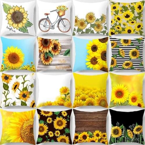Sunflower Plants Pattern Decorative Cushions Pillowcase Polyester Cushion Cover Throw Pillow Sofa Decoration Pillowcover 40903