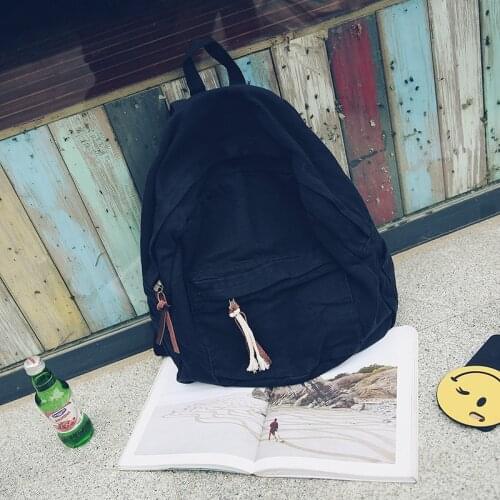 Casual Backpack New Canvas Fashion Women Backpack Large Rucksacks Solid Color School Bag For Teenage Girls School Backpack
