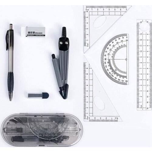 Simple Practical School Stationery Set Creative Compass Ruler Eraser Set For Kids Learning Tool Painting Supplies 8pcs/Set