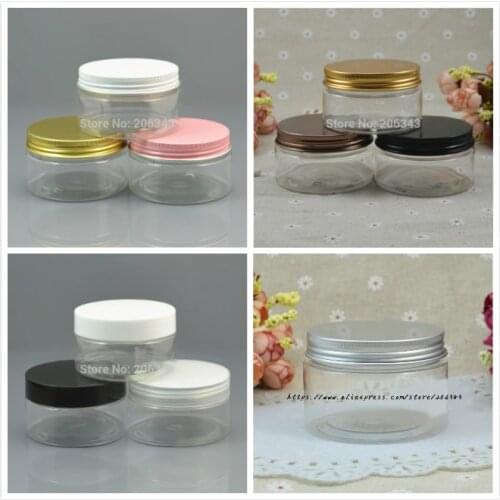 100G transparent PET cream bottle,cosmetic container,cream jar,Cosmetic Jar with black or bronze or gold lid ,Cosmetic Packaging