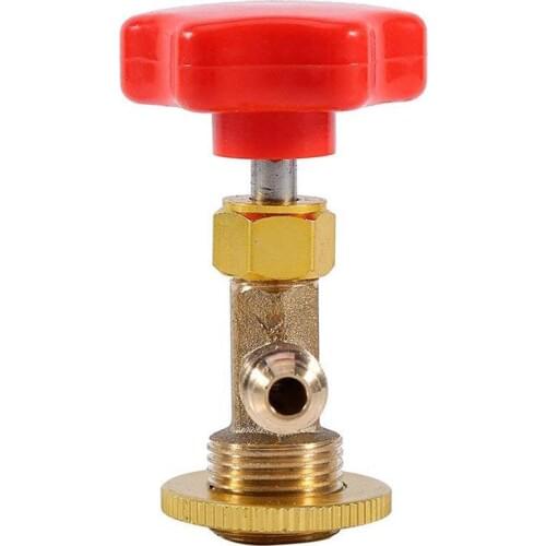 R134a Can Canister Opener Tap Tapper M14/1/4 inch SAE Car Auto Air Conditioning Refrigerant Can Tap Valve Red + gold Bottle Op