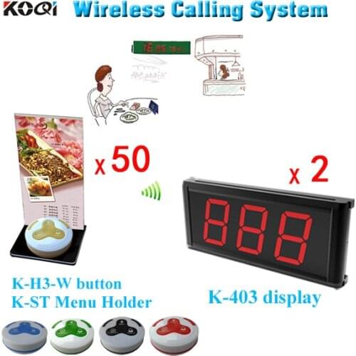 Restaurant Waiter Buzzer Systems With Dot Matrix Display K-403 And K-ST Modern Menu Holder 100% Waterproof 3 keys Call Button