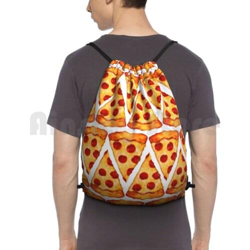 Pizza Pattern Backpack Drawstring Bag Riding Climbing Gym Bag Pizza Pizza Pattern Cool Awesome Cool Design Pizza Design