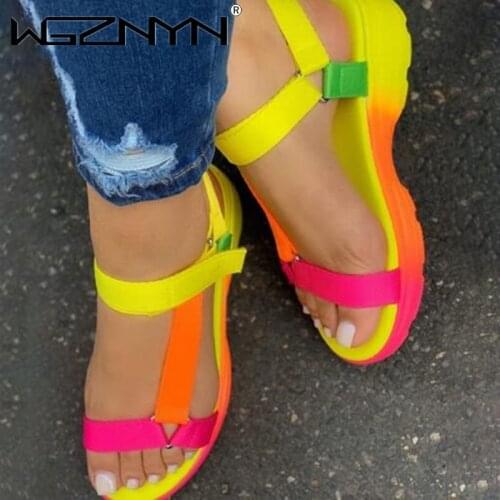 Summer Sandals Womens Shoes Big Size Soft Multi Colors Sandals Beach Ankle Wedge Platform Shoes Ladies Girls Sandals for Women