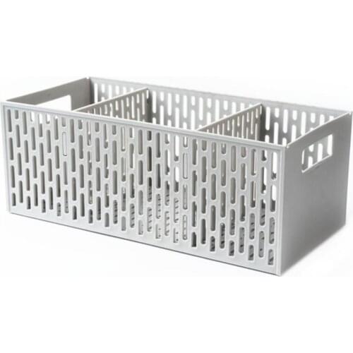 Gray Storage Holder Compartment Handle Design Arranged Neatly Fruit Separated Drain Basket for Kitchen Storage Drawers