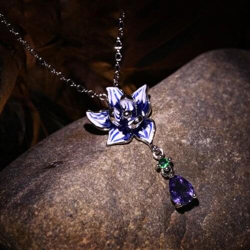 Womens New Fashion Jewelry Set Beautiful Flower Stamen Handmade Enamel Necklace Earring Set Wedding Party Jewelry Set