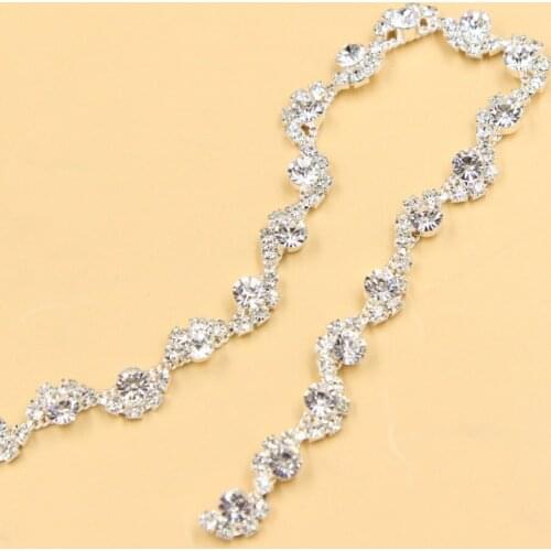 10Yards Silver Clear Bling Bling Glass Crystal AB Rhinestone Chain DIY Sewing Accessories