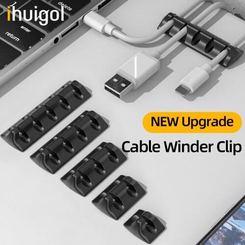 Ihuigol 5PC Silicone Cable Organizer Management Wire Holder Flexible Winder Tidy Clips For Mouse Earphone Car Office Protector