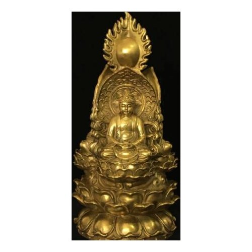 6.4" China Tibet antique Pure copper Three sides Buddha statue