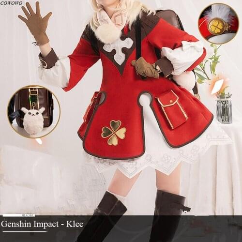Anime! Genshin Impact Klee Battle Suit Lolita Dress Lovely Uniform Cosplay Costume Halloween Party Outfit For Women 2020 NEW