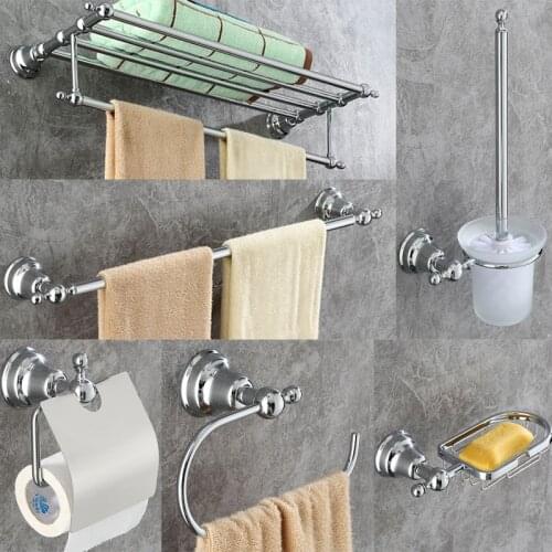 DONGKE Chrome Bathroom Pendant Copper Towel Rack Rack Simple European Towel Rack Bathroom Hardware Pendant Set