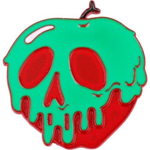 Dongsheng Snow White Poison Apple Brooch Skeleton Pins Fashion Skull Enamel Metal Brooches Pin Badge Jewelry Halloween Gifts-40