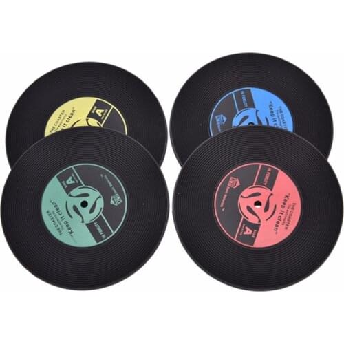 Home Table Cup Mat Creative Decor Coffee Drink Placemat Spinning Retro Vinyl CD Record Drinks Coasters